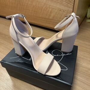 Elegant Nude Ankle Strap Heels